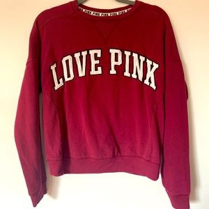 PINK marron long sleeve crew neck sweater